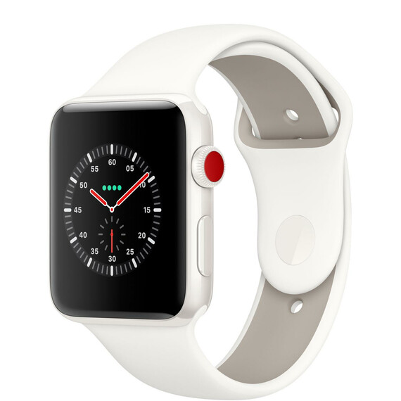 Apple Watch Edition Series 3 (GPS + Cellular) 42mm White Ceramic w. Soft White/Pebble Sport B. (MQKD2), фото 