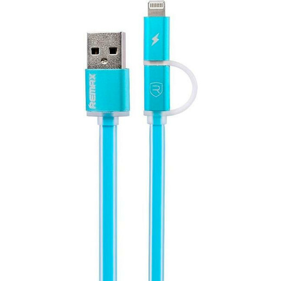 Кабель REMAX Lightning/microUSB Aurora Cable (Blue), фото 