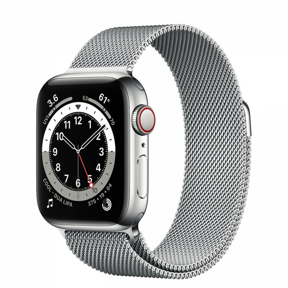 Apple Watch Series 6 GPS + Cellular 40mm Silver Stainless Steel Case w. Silver Milanese L. (M02V3)